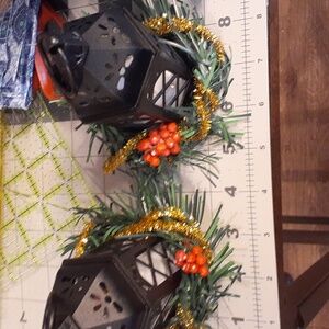 Christmas Decor 2 small plastic battery operated lanterns.
